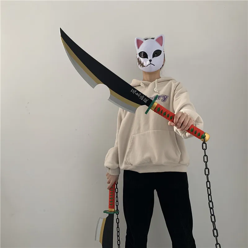 80 cm Uzui Tengen Sword Ninja Twin Knife Weapon Anime Cosplay 1: 1 Sword Tanjirou Tengen Weapon Prop Safety Pu