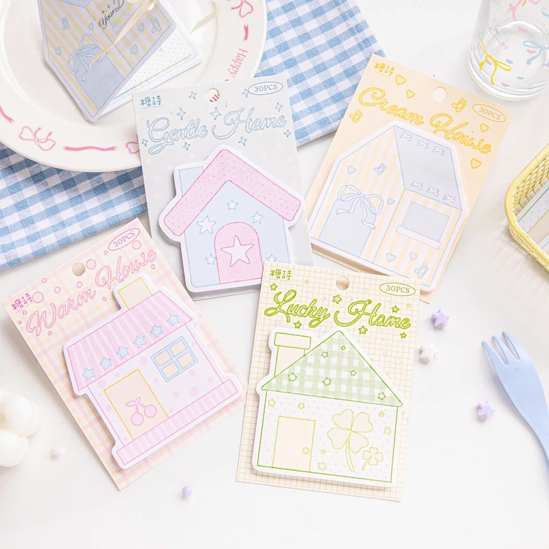 80 listov roztomilý sladký dom lepivé poznámky Kórejský ins Message Paper Journal DIY Základné materiály Memo Pad School Pedationsery