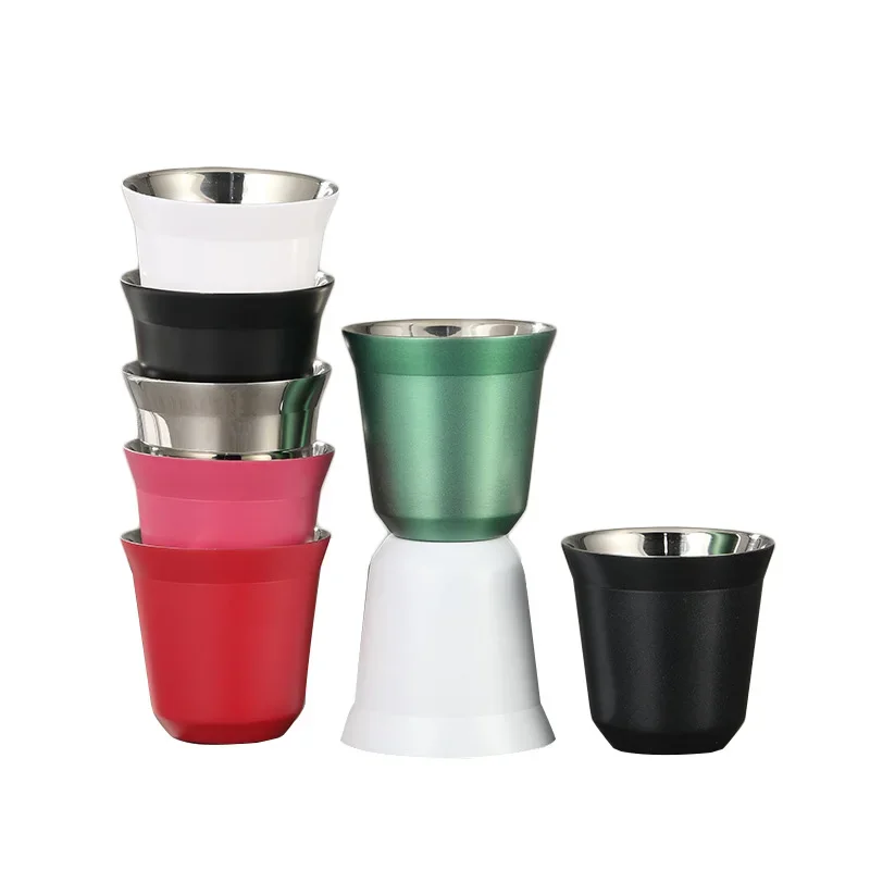 80 ml hrnčeky espresso malé poháre na víno 304 Nerezová kávová šálka kávu dvojitá teplota Teplo izolovaná kapsula šálka umývačky riadu bezpečná šálka šálky