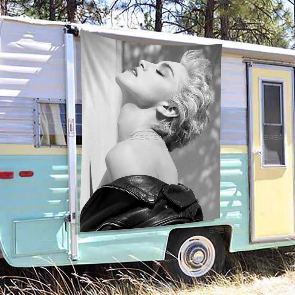 80. roky Madonna High End Kvalita Banner Tlač umeleckej atmosféry v štýle kempingu Vlajka kempingu