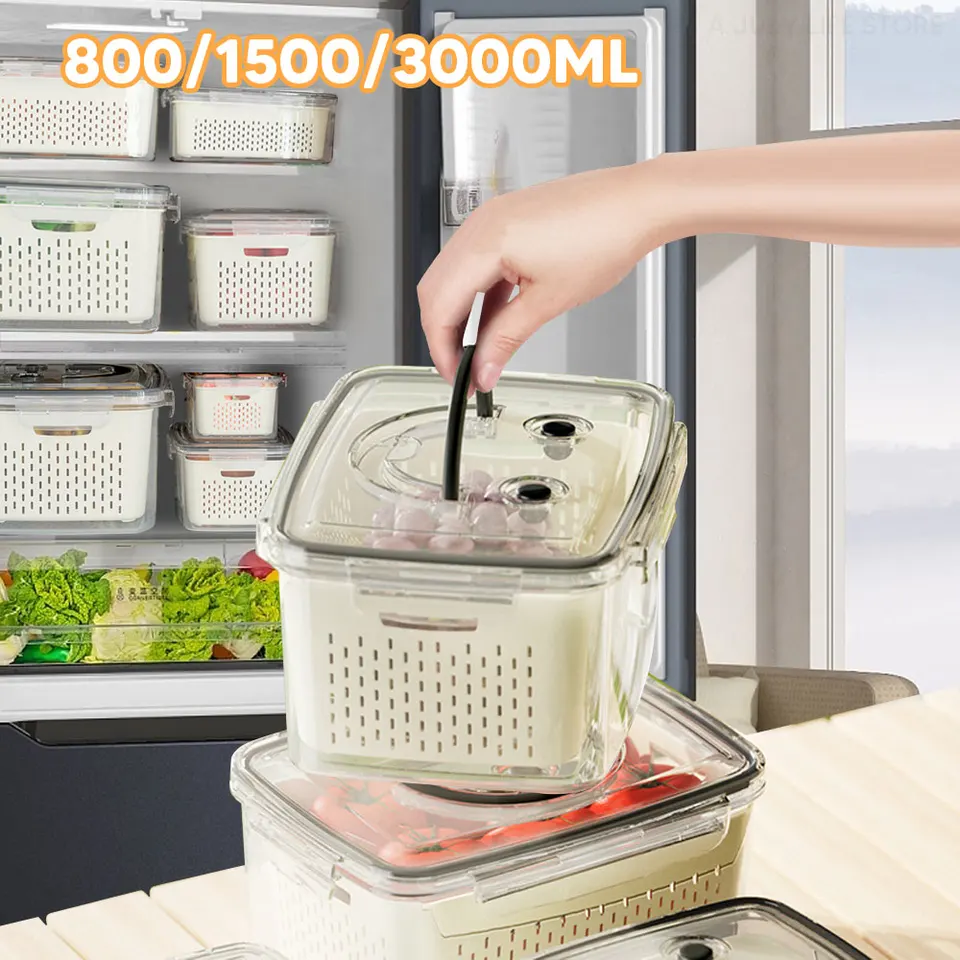 800/1500/3000 ml ovocné zeleninové nádoby pre chladničku nepriepustné potraviny Chladnička Storage Box Piknik