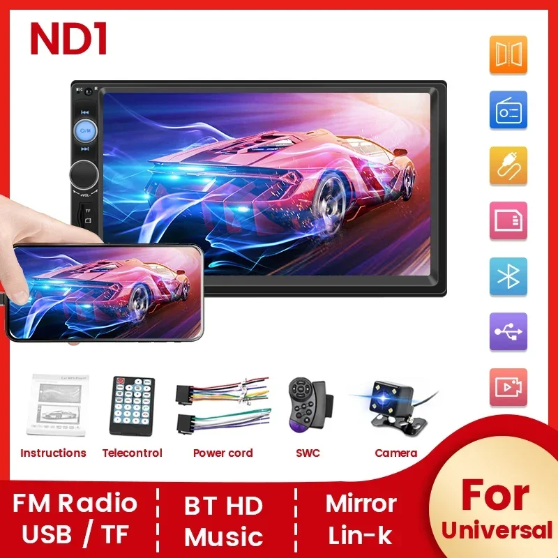 800*480 7 palcov dotykovej obrazovky Radio Radio Stereo Multimedia Player Wired CarPlay BT SWC Mirror Link s gombom Telecontrol Wince OS