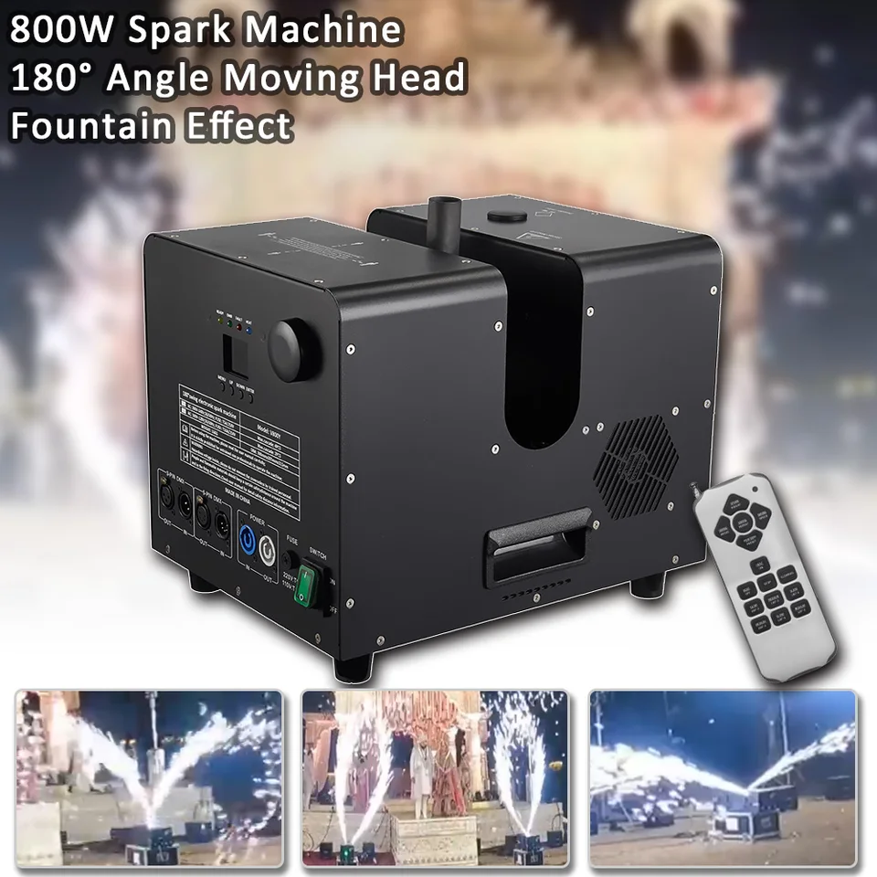 800 W Cold Spark Effect 180 ° Uhol pohybujúcej sa hlavy DMX diaľkové ovládanie náhradné iskra Efekt Svadobná strana DJ Disco Stage Osvetlenie