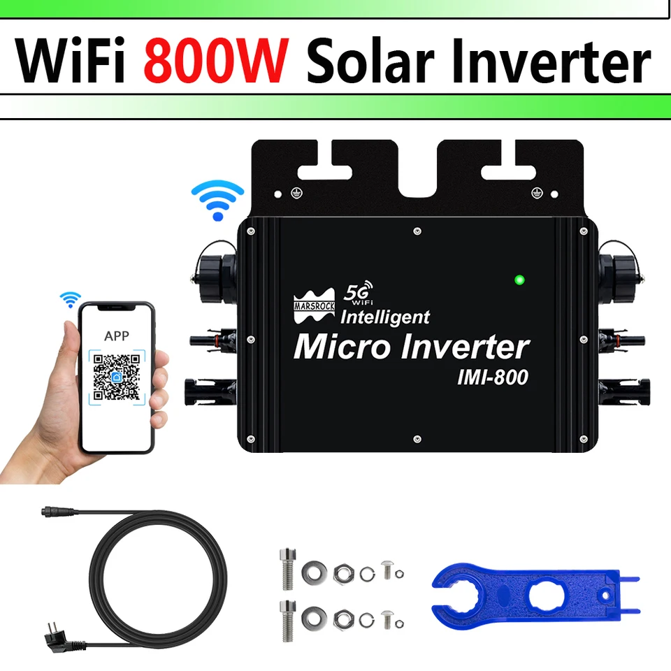 800 W inteligentný mriežkový kravata Solar Inverter 20-50VDC Solárny panel Vstup WiFi Funkcia IP65 pre domácu mriežku 230VAC Residential 120VAC 230VAC