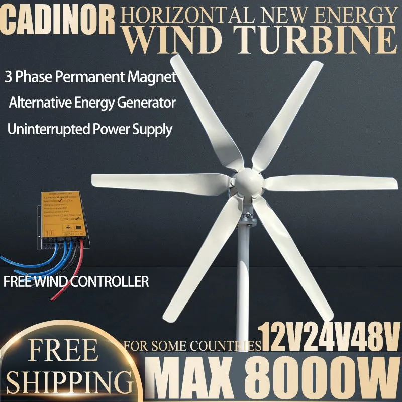 8000W 12V 24V 48 V Generátor turbíny veternej energie 3 fázový AC 8000W Malý veterný mlyn pre domácu farmu s regulátorom náboja MPPT