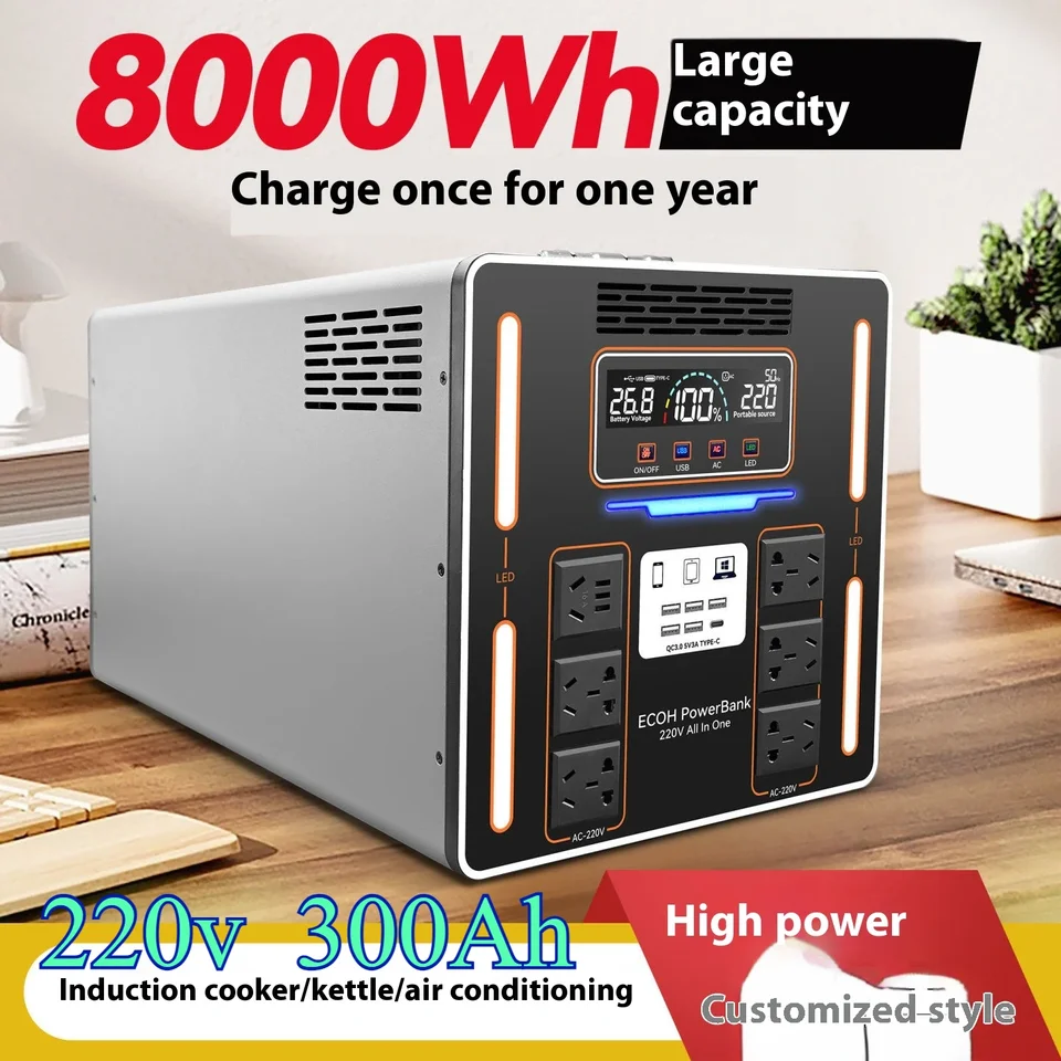 8000Wh Outdoor Mobile Power Supply 220V 300AH prenosný domáci výlet do vlastného pohybu Živé kempingové stánky batéria