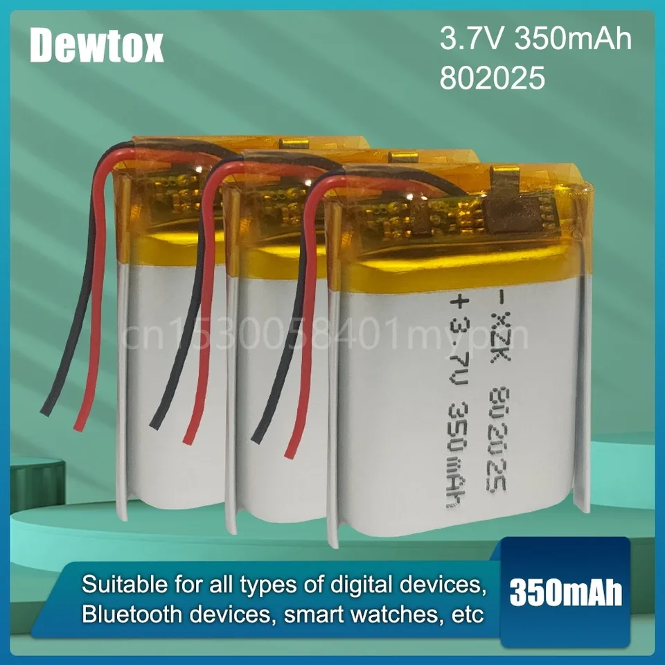 802025 LI-PO bunky 3,7 V 350 mAh Littium Poltium Polymer Rechargebale Battery pre MP3 GPS Hračky Hlasový rekordér Bluetooth Headsets