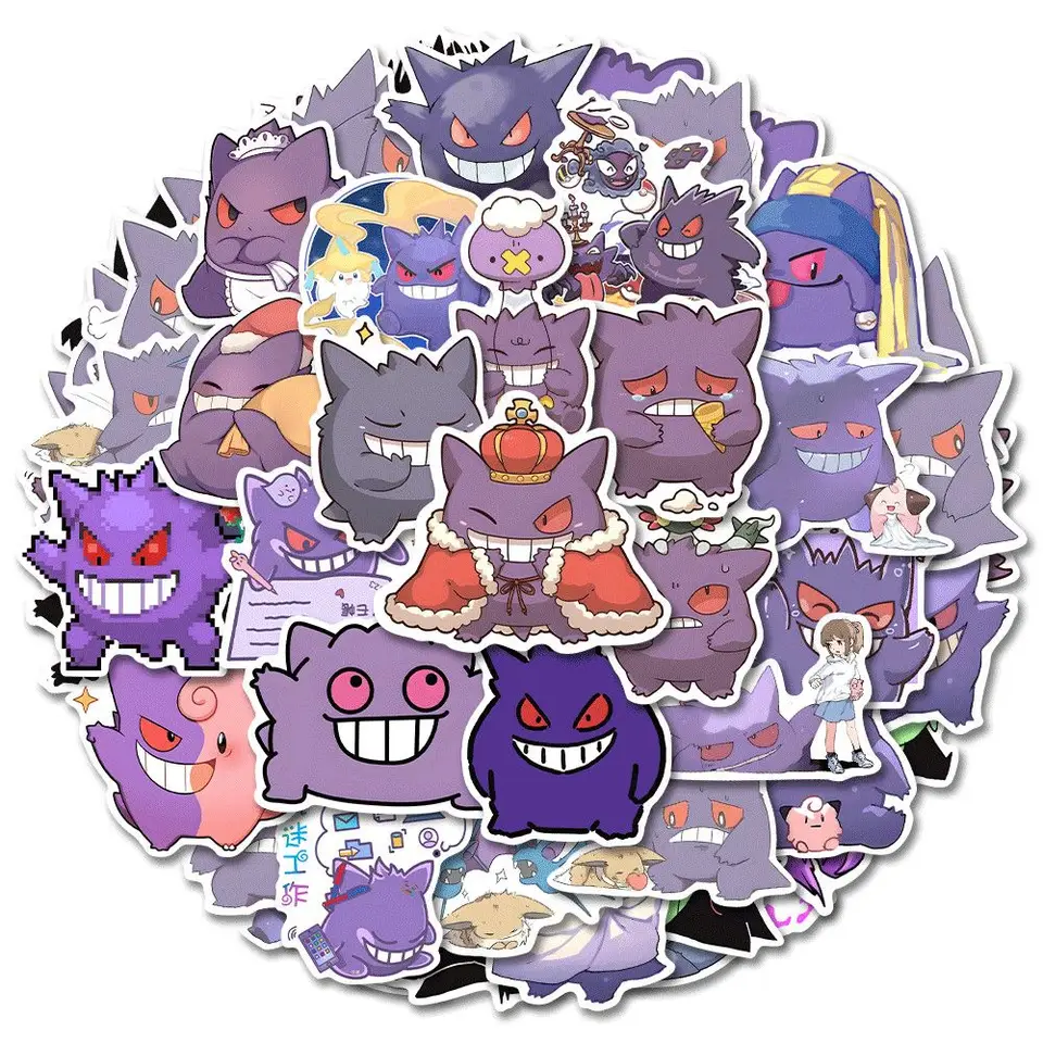 80ks Pokémon Gengar roztomilý expresný balíček laptop dekorácie dekorácie DIY Puzdro pre telefón nepremokavá nálepka