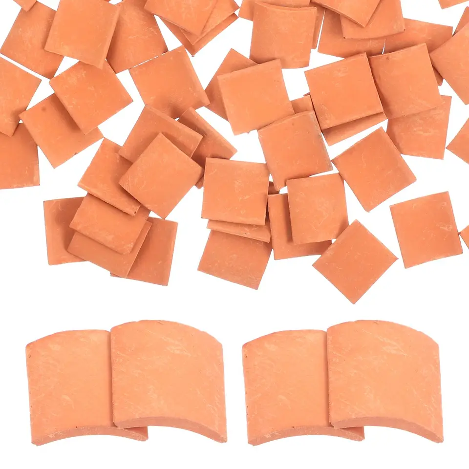 80ks simulované strešné dlaždice Miniatúrne domáce rekvizity modely Mini Dollouh Shingles Falošné dlaždice pre kuchynskú záhradu krajina