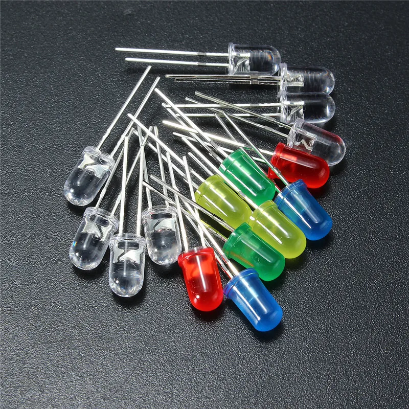 80ks/šarža 5 mm 2pins LED diódy LED diódy biela červená žltá modrá zelená žiarovka Žiarovka Sortička Diode Diode DIY Kit