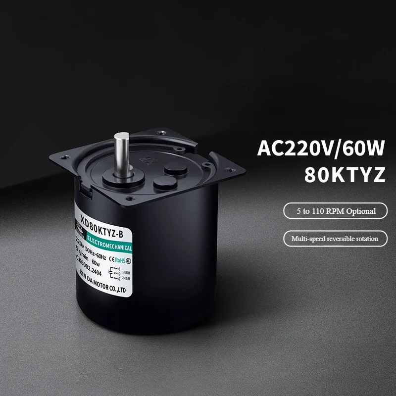 80KTYZ 60W Malý synchrónny motor 220V AC Nízka rýchlosť Redukcia elektrického prevodového stupňa Veľký moment motora krútiaceho momentu