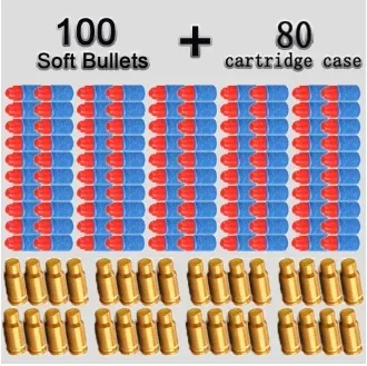 80shells a 100 mäkkých guľiek Eva pre hračky Gun Glock Colt 1911 Shooting Game for Kids Boys