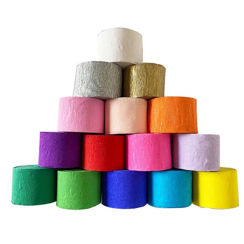 82 stôp 25m párty streamer vrások papierové pozadie dekorácie DIY farebný krepový papier girland pre deti