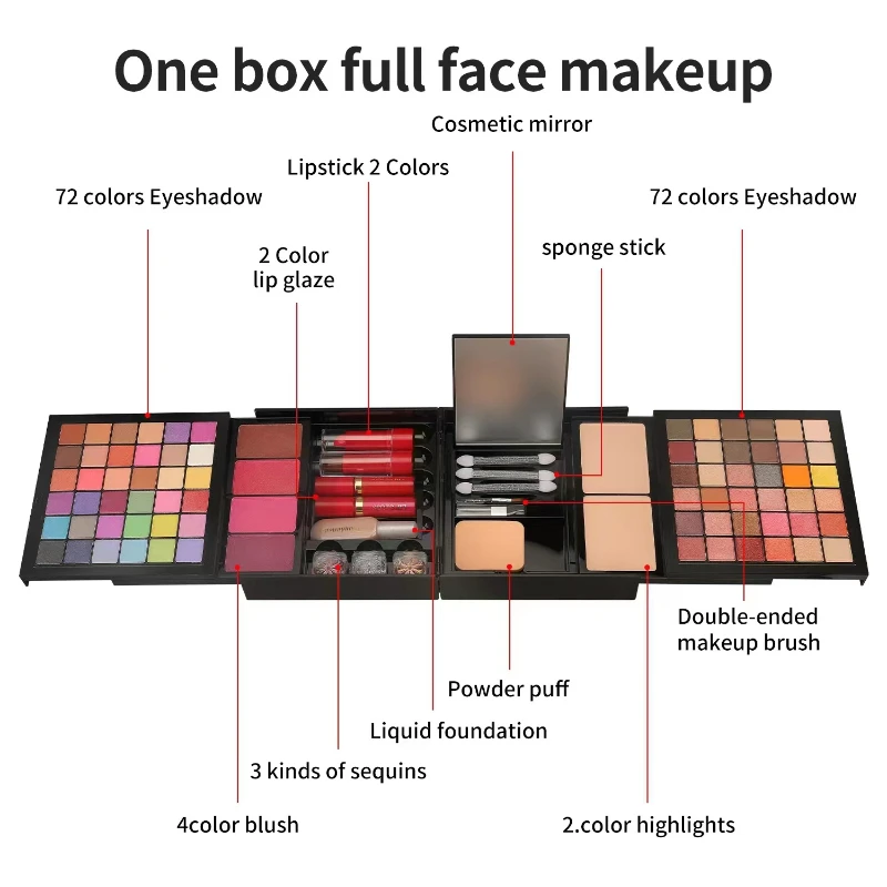 83 farebné make -up darček pre ženy make -up súpravy Matte Eyeshadow Pallete Trvalý prášok korektora pery leskli rúžové obočie červenanie obočia