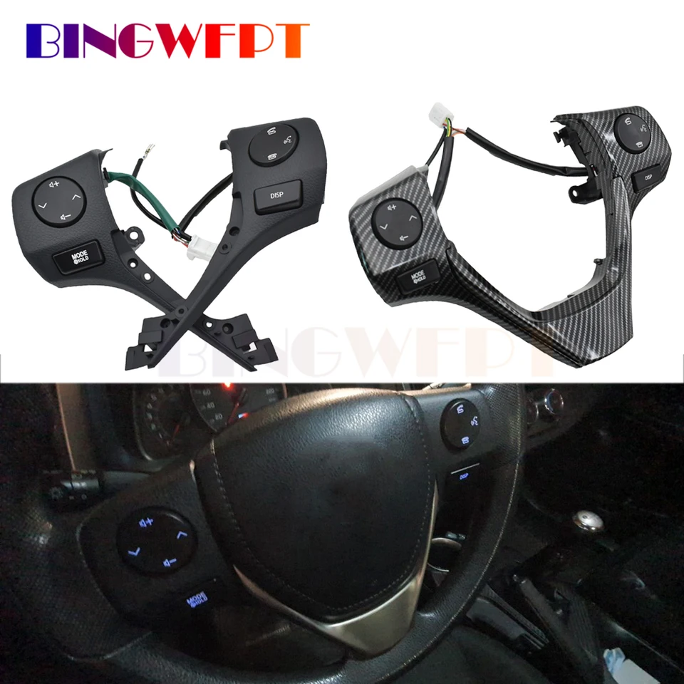 84250-02560 tlačidlá Bluetooth volant volant Audio ovládacie tlačidlo pre Toyota Corolla Rav4 2014 2015 Strieborný rám