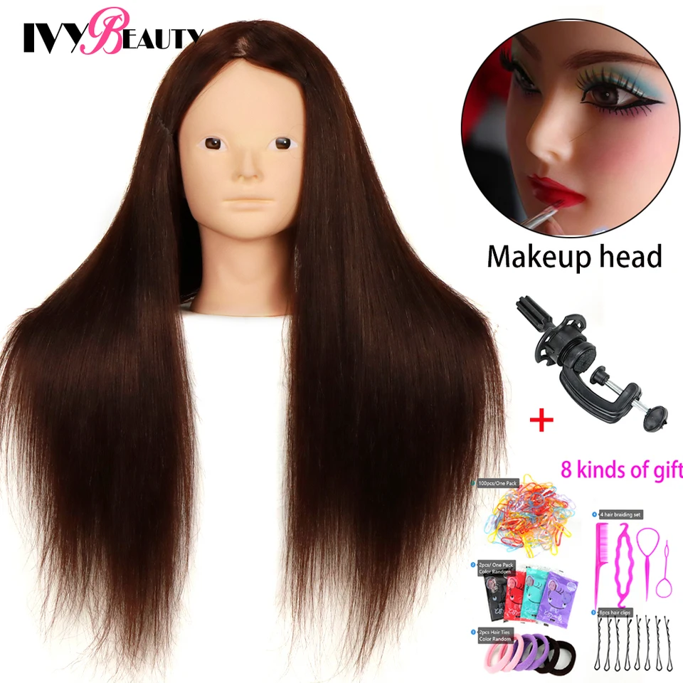 85% skutočné ľudské vlasové make -up tréningové hlava s vlasmi na kaderníctvo kadernícky kaderník prax Kosmetológia Manikin Doll Hlava