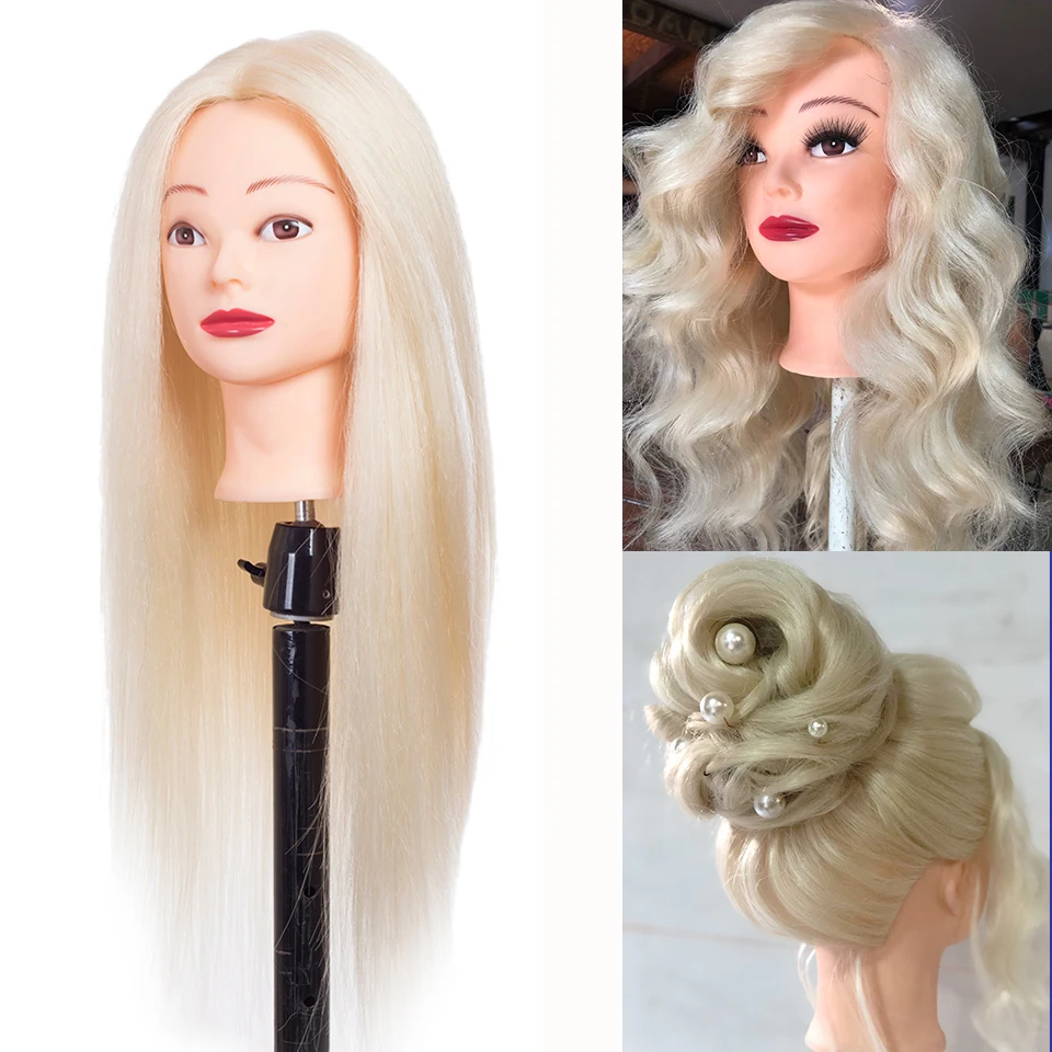 85% skutočné ľudské vlasové výcvik Hlava pre bábiky účesy Braid Kaderné figuríny Hlavy 60 cm stánok pre kaderníkov