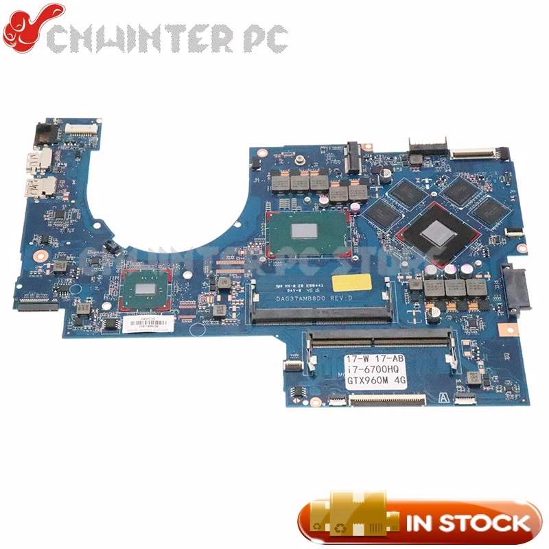 857389-601 857389-001 857388-601 857388-001 pre HP OMEN 17-W 17-AP LAPTOP Základná doska DAG37AMB8D0 I7-6700HQ CPU GTX960M 4G GPU