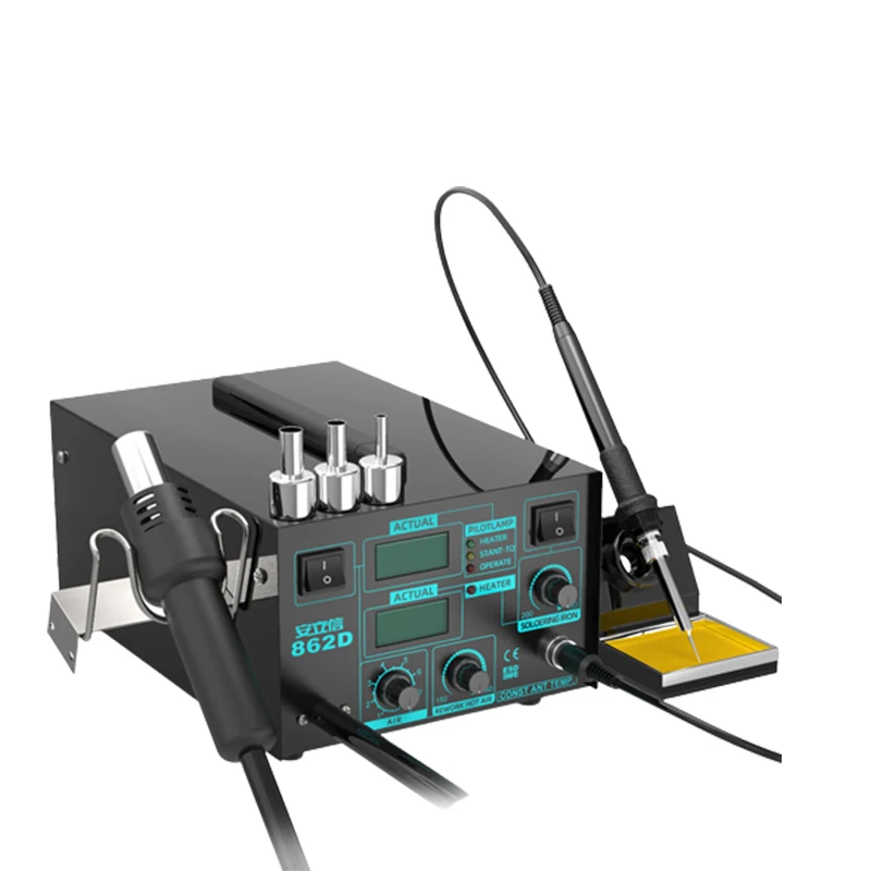 860d 862d horúca vzduchová spájka LED Digitálna spájkavá stanica Hot Air Gun Desoldering Station Dual Function Electric Electric želez