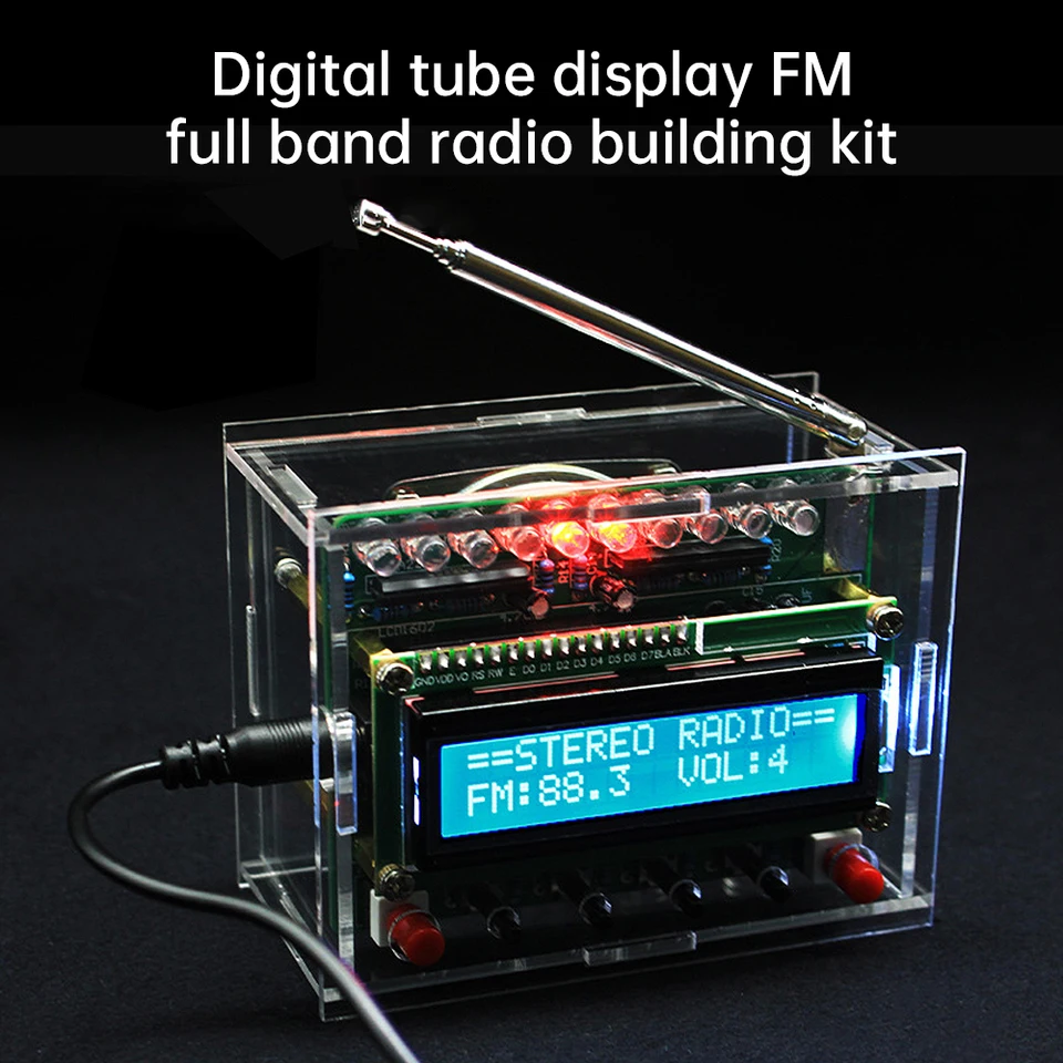 87-108MHz FM Digital FM Radio Montáž na spájkovaciu súpravu RDA5807 LCD Displej DIY spájkované voľné diely