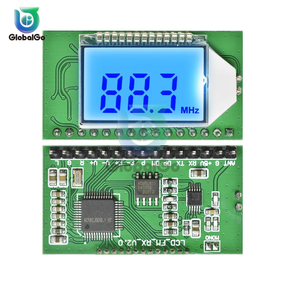87-108MHz LCD Digital FM Radio vysielačový modul prijímača bezdrôtových mikrofónových stereofónnych dosiek Digitálna redukcia hluku
