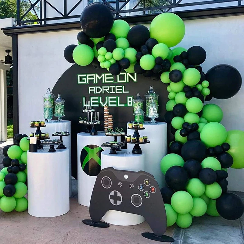 87ks čierna zelená latex Balón Garland Arch Kit Set Game tém