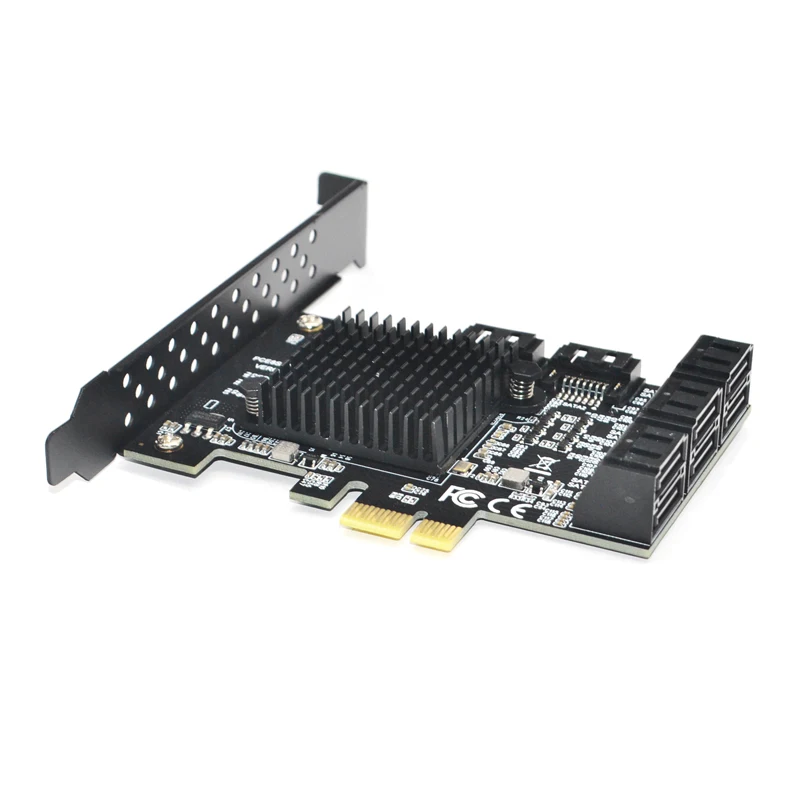 88Se9215 Chip 8 portov SATA 3.0 na PCIe Expansion Card PCI Express SATA Adapter SATA 3 Prevodník s chladičom pre HDD