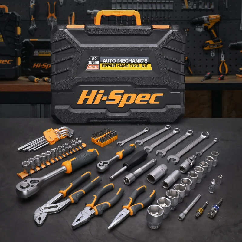 89PC MechanicStool Kit Supy Garážové náradie Profesionálne univerzálne kĺby Socket Drill Adapter Ball-end Hex Hex Key Dlhý nos kliešt