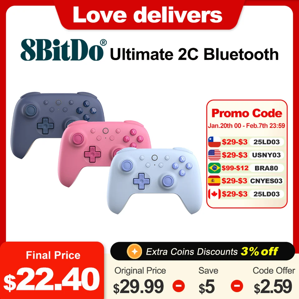 8bitdo Ultimate 2C Controller Switch Bluetooth Wireless GamePad Nintendo Switch Accessories Hall Effect Joystick Hmat D-Pad