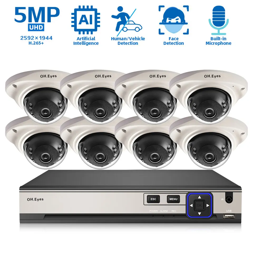 8CH 4K Poe NVR Security Camera System Kit Outdoor Home HD 5MP IP Dome Dome Camera Video Durveillance Kit 10ch CCTV Poe NVR