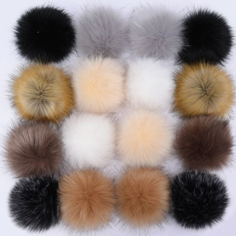 8cm 10cm DIY Faux Fur Pompom Natural Fox Hairball Hat Ball pom pom ručne vyrobený veľký vlasový guľový klobúk s gumovým pásom