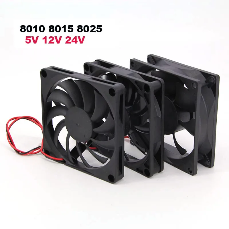 8cm 8010 8015 8025 DC 5V 12V 24V XH 2,54 2pin bez kefy chladiaceho ventilátora 80mmx25mm Heatsink Radiator 80*80*15 pre PC Case GPU W28