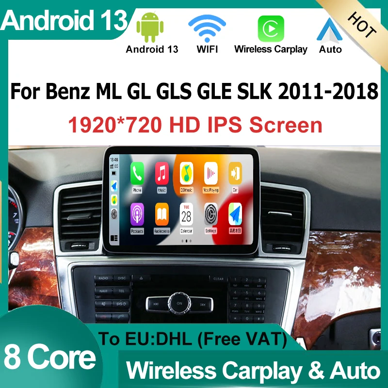 8Core Android 13 System CarPlay CAR VIDEO Player GPS navigačná multimediálna obrazovka pre Mercedes Benz ML W166/GL X166 GL SLK Radio Radio