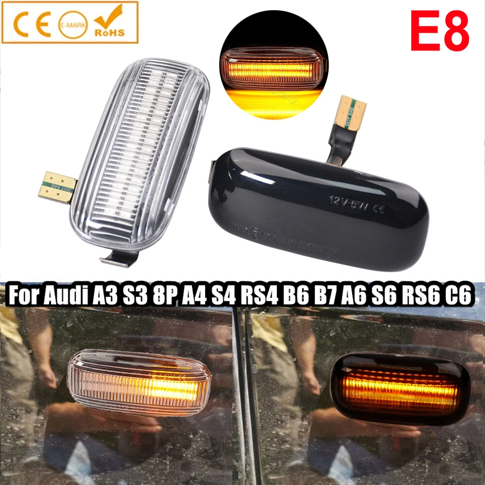 8E0 949 127 8E0949127 LED Dynamická bočná markerová indikátorka svetla Signál pre Audi A3 S3 8P A4 S4 RS4 B6 B7 A6 S6 RS6 C5 C7