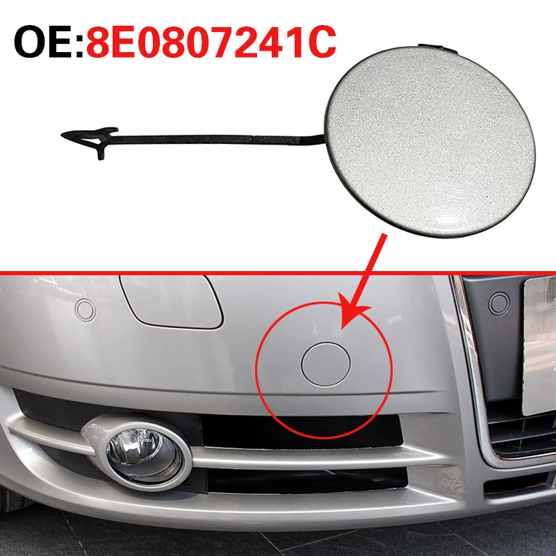 8E0807241C pre Audi A4 B7 2006-2008 Automobilový príves Hák predného nárazníka Touching Hák Cover Plate strieborná farba
