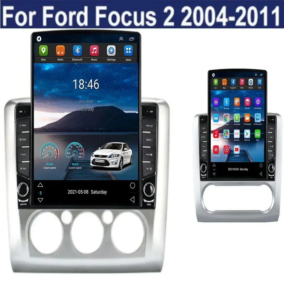8G+128G Android 13 CarPlay Car Radio pre Ford Focus 2 3 MK2 MK3 2004 2005-2011 Tesla Multimedia Player GPS 2 DIN Autoradio