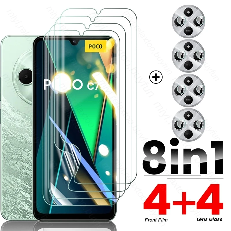 8in1 999d Ochranné chránič obrazovky s mäkkým hydrogélom pre POCOC75 POCO C75 4G Ochranné sklo Camera na Poko Little C75 C 75 75C 4G NFC