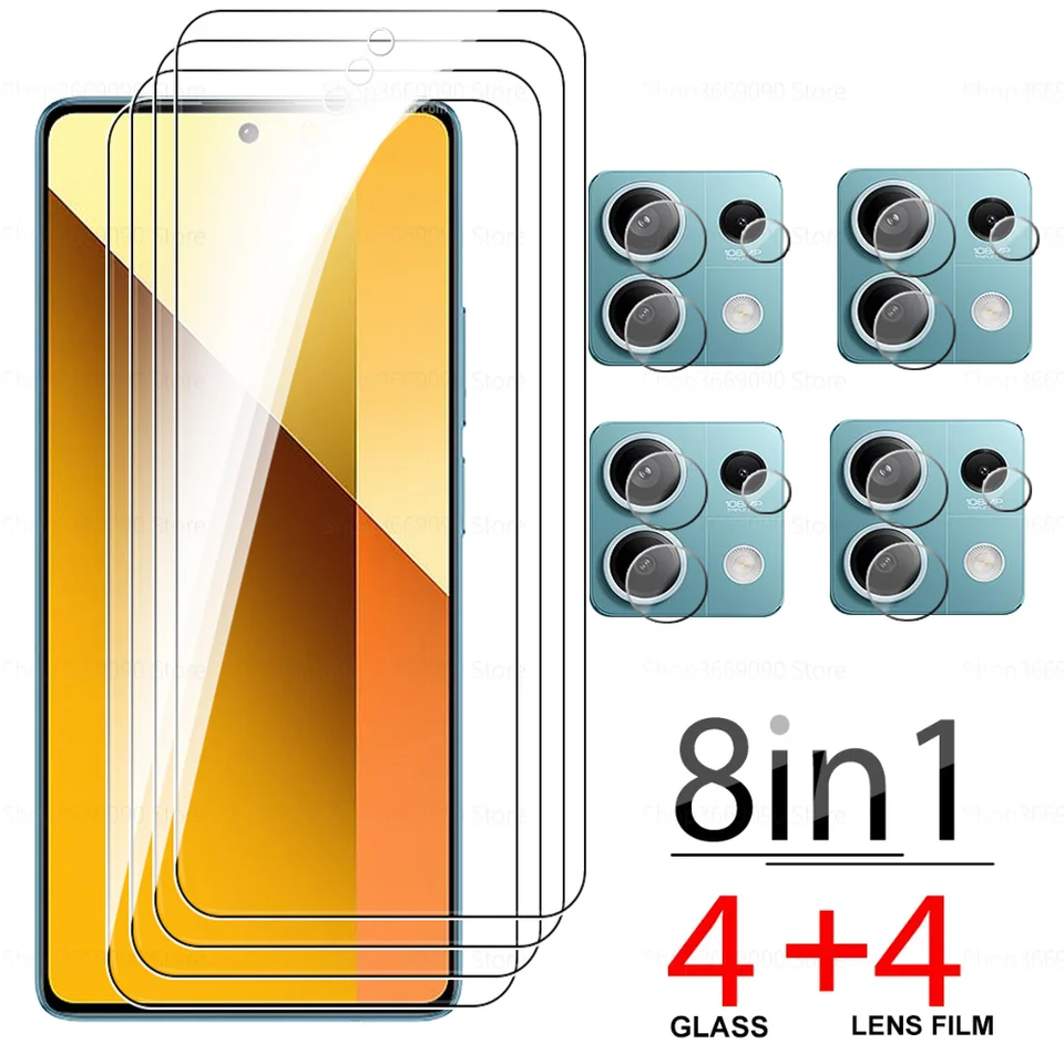 8in1 pre Redmi Note 13 Pro Glass pre Xiaomi Redmi Note 13 Protector obrazovky Xaomi Redmi Note 13 Pro 5G 4G Camera Ochranné filmy