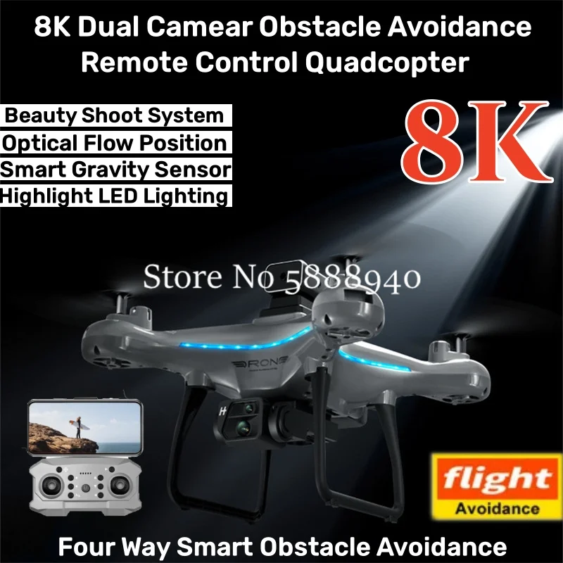 8K DUAL COMERACION Prekážka vyhýbania sa FPV diaľkovým ovládaním DRON 2.4G OPTICKÝ POLOŽKA POLOHA VOZIDLA SNÚTORNÝ SENOR RC RC DRONOVÝ KADKOPTER