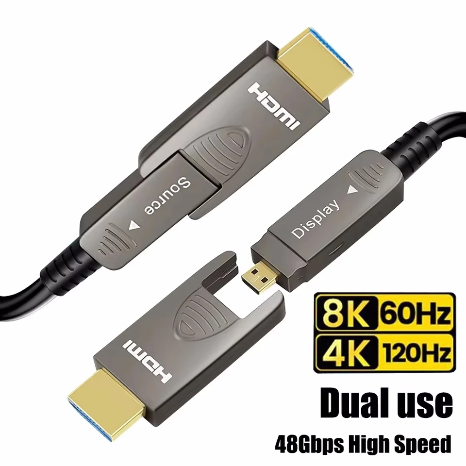 8k HDMI 2,1 Fiber Optický kábel Odnímateľný typ A+typ D HDMI Aktívne vlákno 4K@120Hz 8k@60Hz 48 GBPS 15M 20M 100M pre RTX 4070/4090