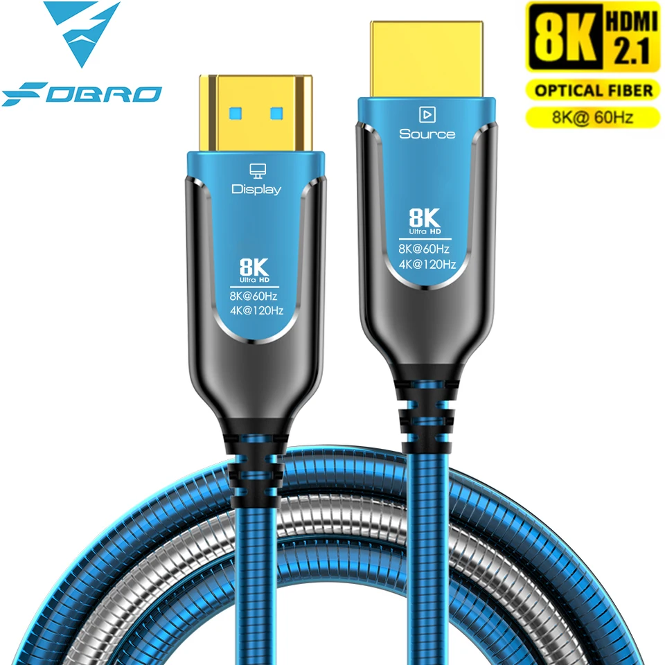 8k HDMI Fiber Optický kábel 48 Gbps Ultra vysokorýchlostný HDMI 2.1 Obrnený kábel 8K 60 Hz 4K 120Hz Dynamic HDR EARC HDCP pre televízny projektor