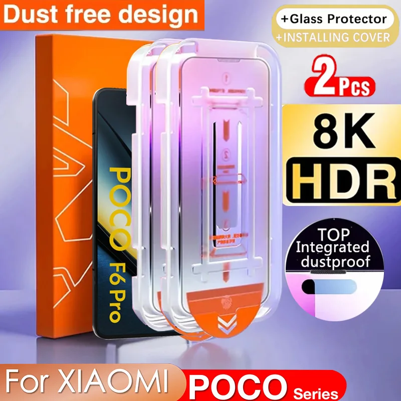 8k oleofóbne inštalačné sklo bezpráši pre POCO F6 PRO X6 X5 X4 PRO OBSAH PRE POCO M5S X4 GT F4 F3 M4 PRO