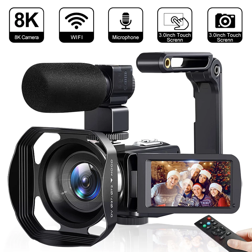 8k videokamera 64MP digitálna videokamera 18x Igital Zoom Camera Camera Recorder 3 -palcový LCD dotyková obrazovka Prenosná videokamer