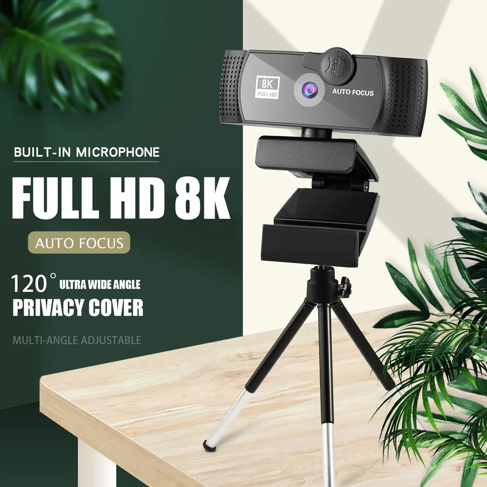 8K webcam 4K 1080p Full HD Web Camera Automatické zaostrenie s webovou kamerou Microfone USB pre počítačový počítač s notebookom Video Mini fotoaparát