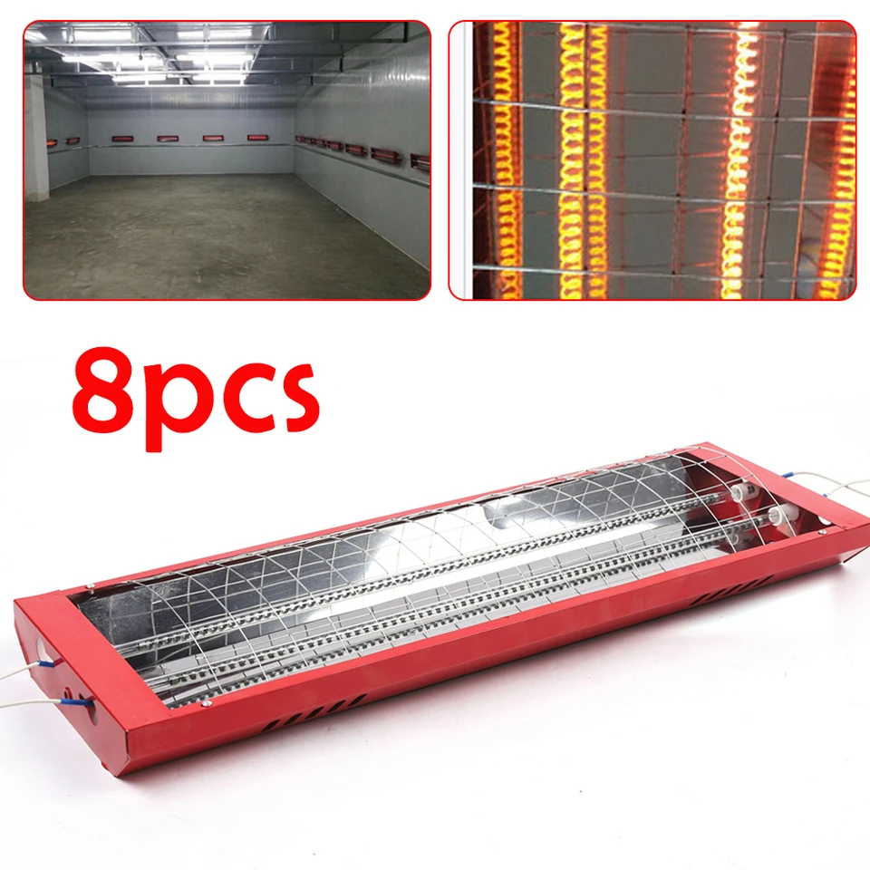8ks 2000W infračervené farby vytvrdzovacie lampa na pečenie lampa vykurovacia lampa Automatický rozprašovací stánok Sušte Light Car Body Sušer Automatické opravy Nástroj