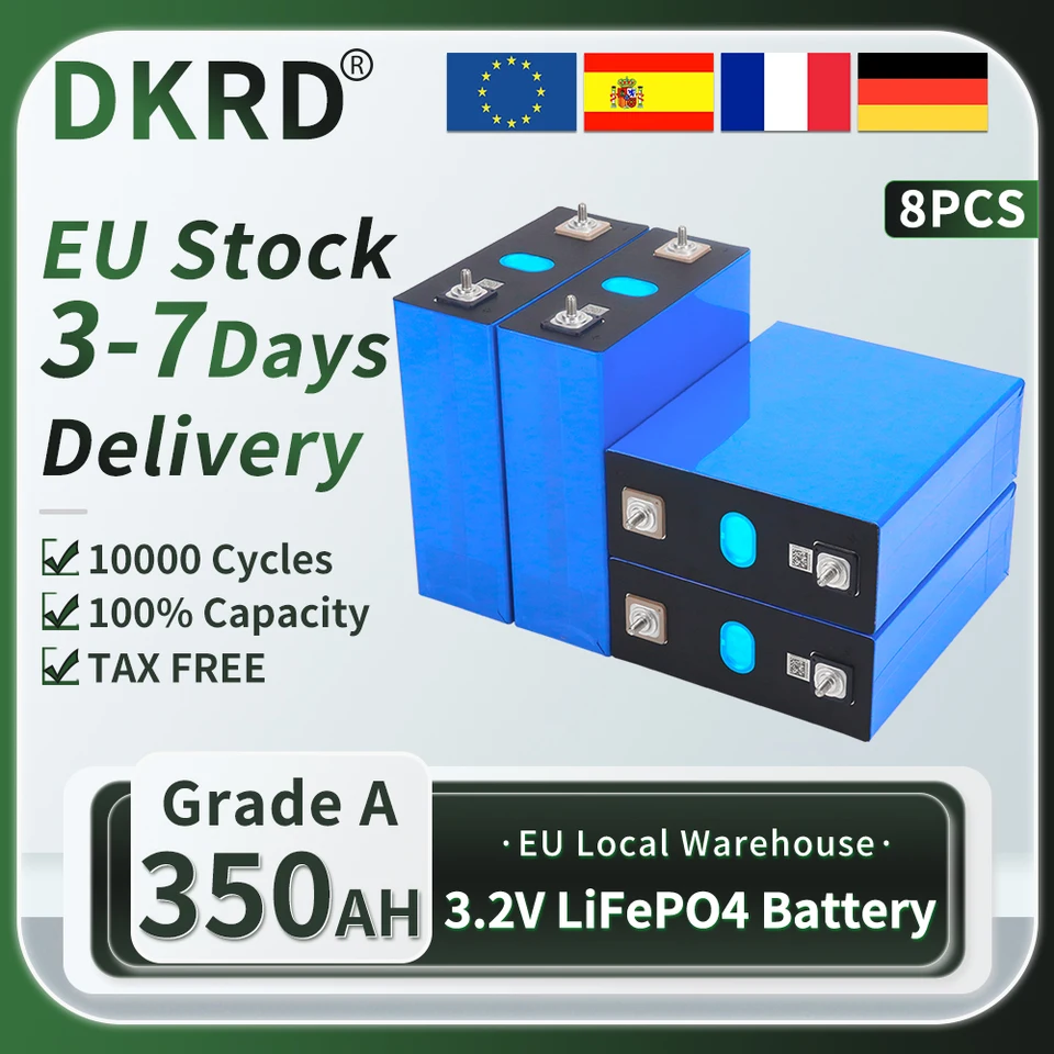 8ks 3,2V 350AH LIFEPO4 Stupeň batérie A DIY 12V 24V 48V Nabíjateľné lítium fosfátové bunky pre golfový vozík EÚ Free