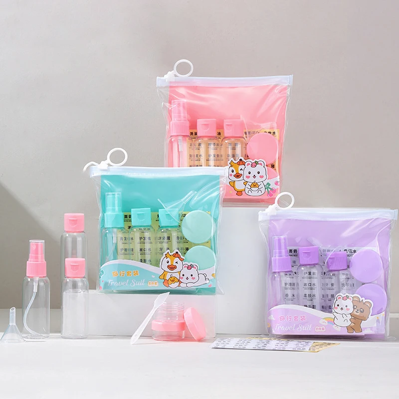 8ks Cestovná fľaša sada prázdna doplňovateľná sprej na stlačenie šampón mydla Krém Cream Cream Lotion Body Wash Container Súprava pre toaletu