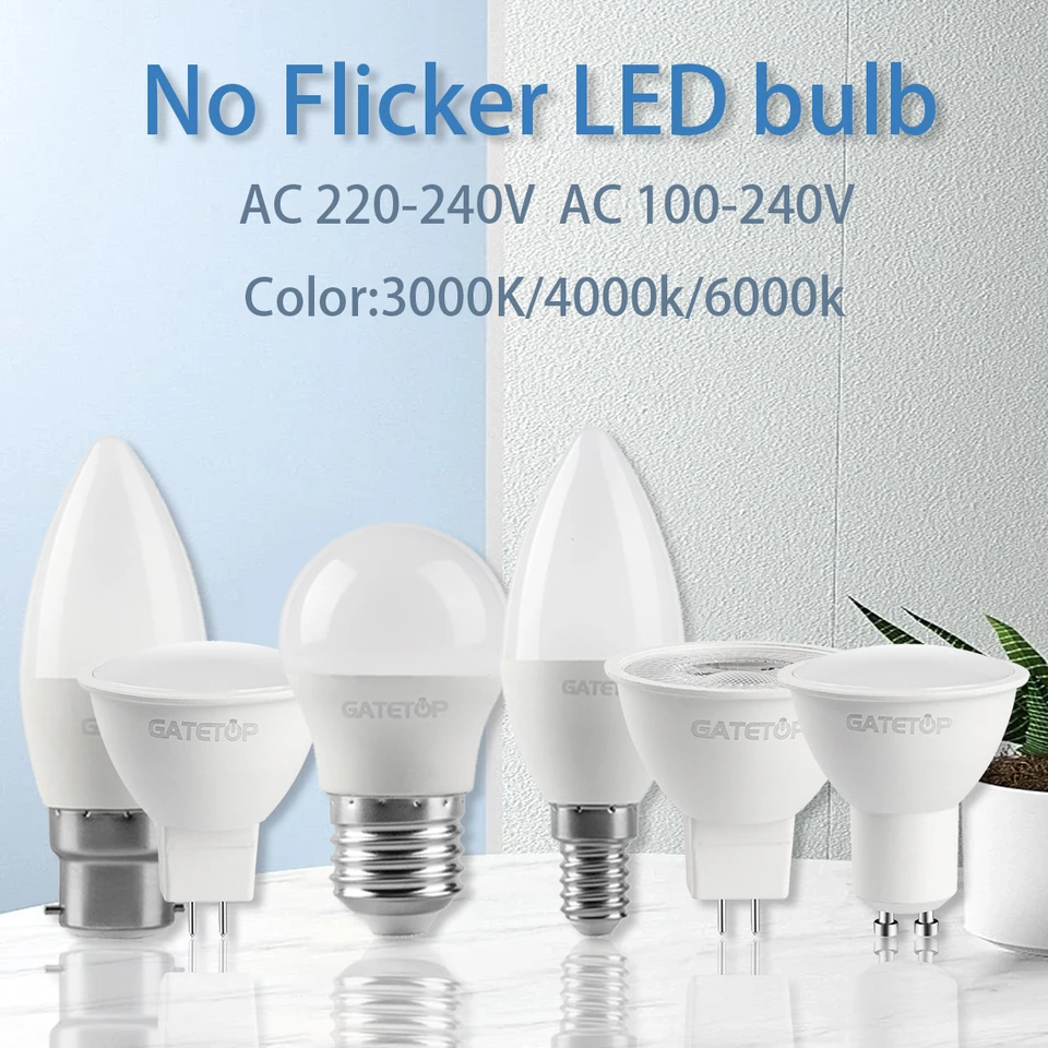 8ks energetické úspory LED žiarovka AC220V 110V E14 E27 B22 BASE GU10 GU5.3 Spotlight Lamp s CE pre domácu kanceláriu Interior dekorácie
