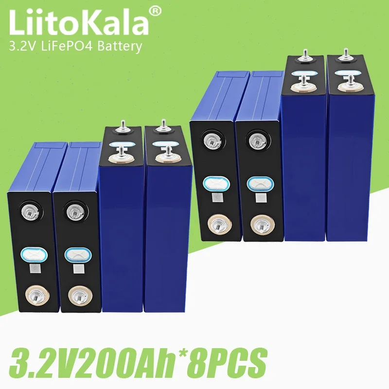 8ks Liitokala 3,2V 200 AS LIFEPO4 Bunky Nabíjateľná batéria lítiumfosfátového bunky Fosforečnan pre RV Solar Home Energy Storage System
