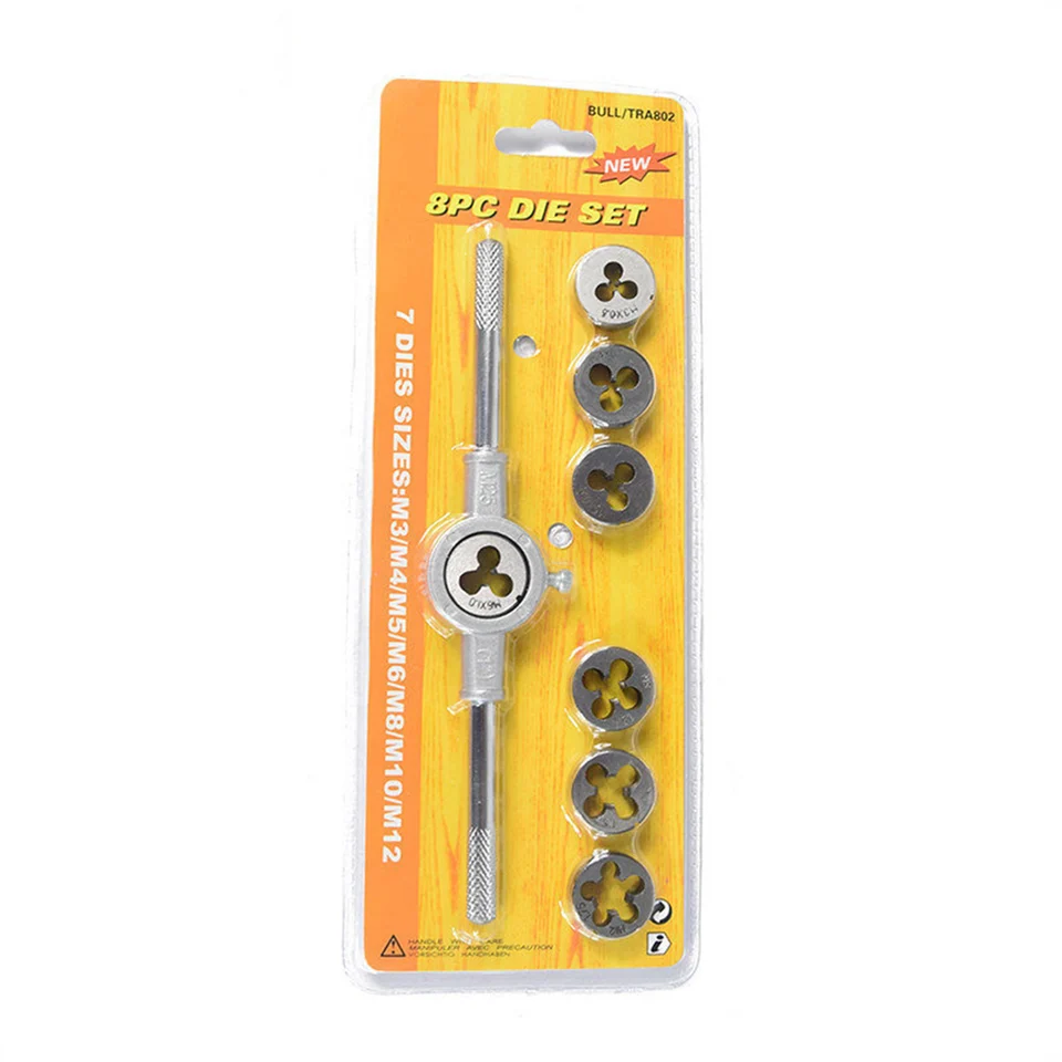 8ks Metric Tap and Die Set Set Hrubese a jemné kohútiky a súprav